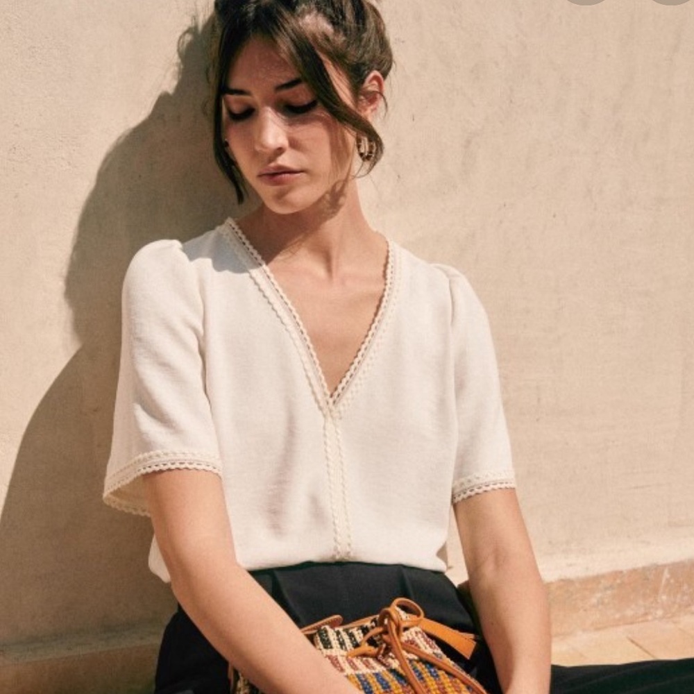 Sezane Tina Blouse Écru. - Size 42